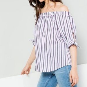 THMLCLOTHING Striped off the shoulder Top